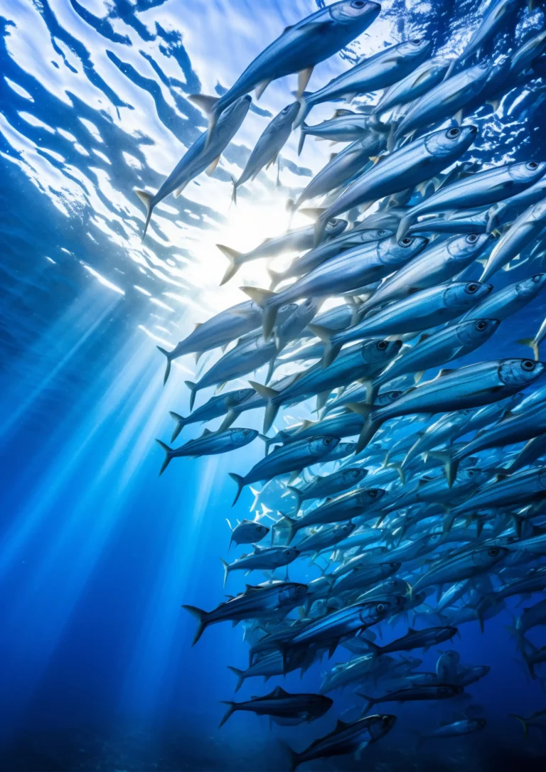 Banc de poissons en milieu marin illustrant l origine naturelle du collagene marin utilise en complement alimentaire