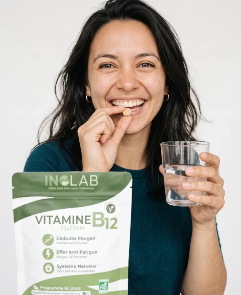 B12FORM au quotidien : complément vegan de vitamine B12 pris pendant un repas, avec avis clients
